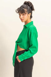 Washed Tie Front Crop Top HYFVE